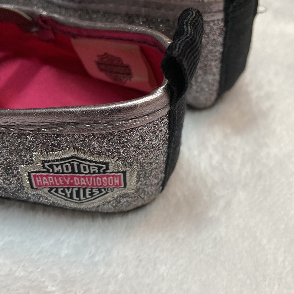 Harley Davidson Cycles Toddler Size 2/3 Silver Sparkle Shoes - Picture 3 of 10